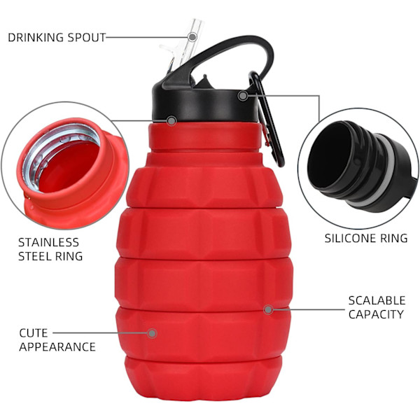 1 styck hopfällbar granatäpple vattenflaska 580 ML BPA-fri, ZQKLA