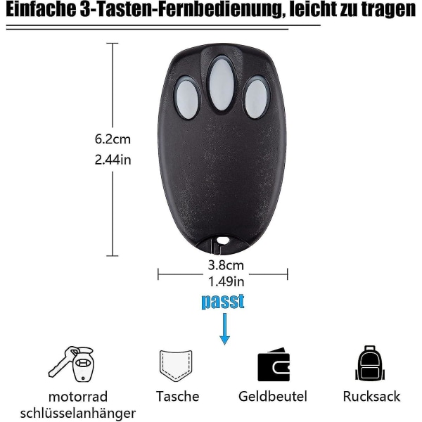 2-pack utbytes handhållen Chamberlain Liftmaster Motorlift garagedörrsändare 94335E | 84335E | ML700 | ML500 | ML850 | Merlin + C945 | C840 Se