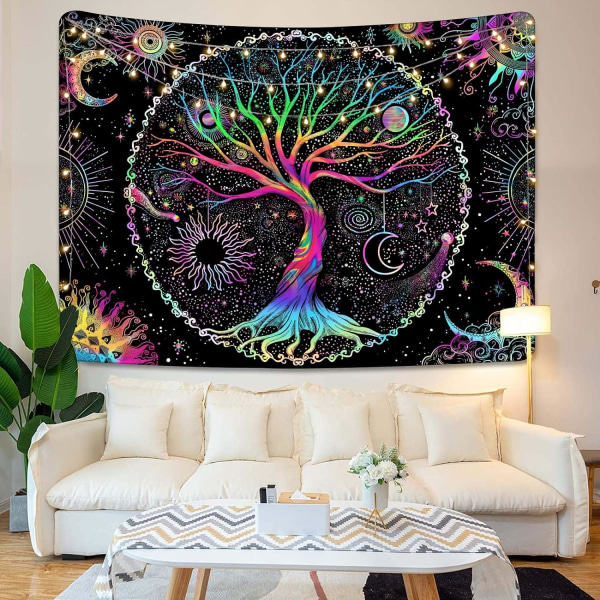 Livets träd Tapestry Färgglad gobeläng Andlig gobeläng G,ZQKLA