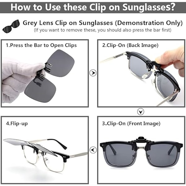 Polariserade Clip-on Flip Up Metallbågar Rimlösa Solglasögon för Pres