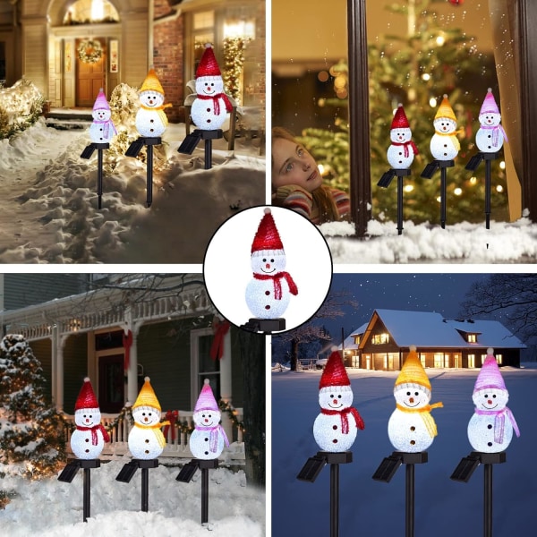 3-Pack Solar Snowman Christmas Pathway Lights, Snowman Ligh,ZQKLA