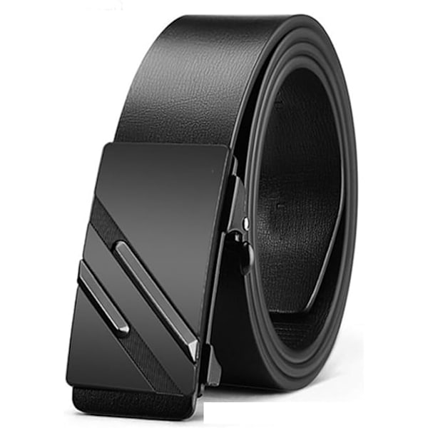 Svart bälte för män, äkta läder dress designer bälten för män, mode Slide Ratchet Click Casual Mens bälte för jeans（105）