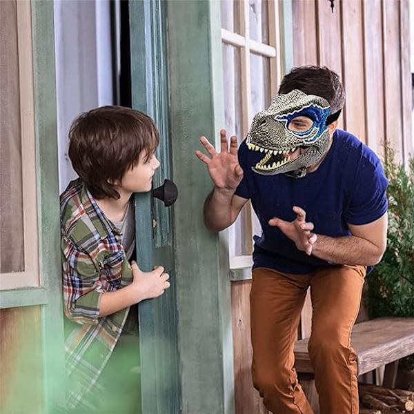 Dinosaurmaske med Bevægelig Kæbe - 2022 Ny Dino Maske Velociraptor-H,ZQKLA