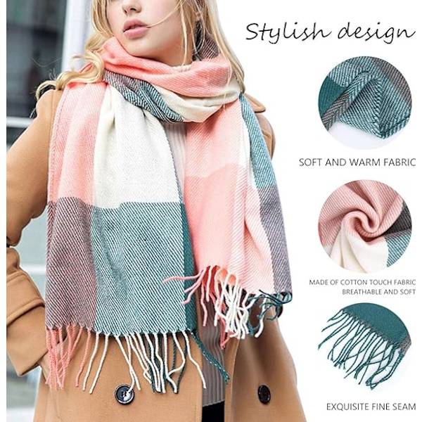 Vinter Tartan Scarf - Lång Damrutig Halsduk Varm Ull Bri,ZQKLA