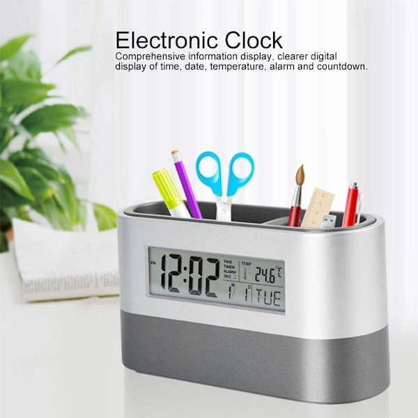 Elektronisk Pennburk, Bakgrundsbelyst Kalender, Pennhållare, Multifunktionell, ZQKLA