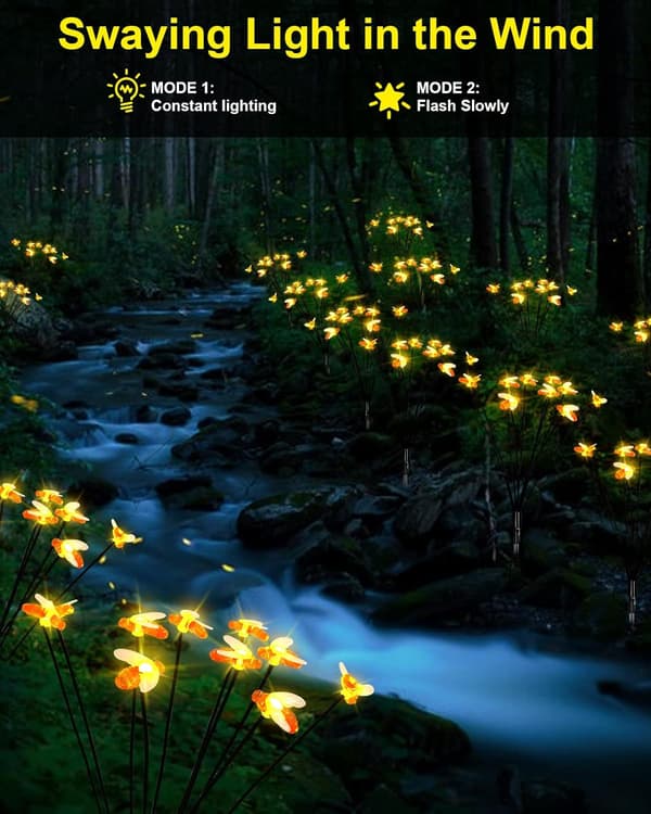 Solcellelamper Utendørs, 4 Stk Firefly Solcelle Hagelys m,ZQKLA