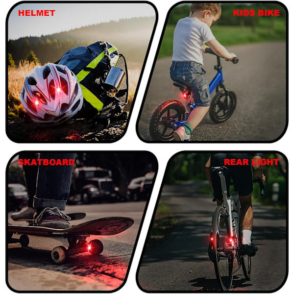 2 stk Røde LED Sykkel Baklys, Mini Baksikkerhetslys for
