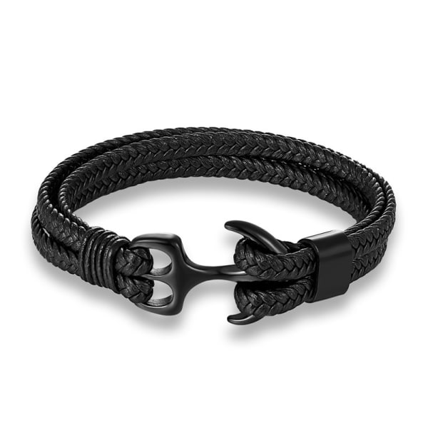 Håndlaget Lær Armbånd for Menn Vintage Anker Multilayer Armbånd Cu,ZQKLA