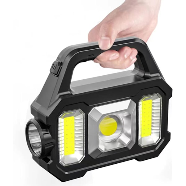 Portabel LED/COB-ficklampa, arbetslampa, vattentät solcell, ZQKLA