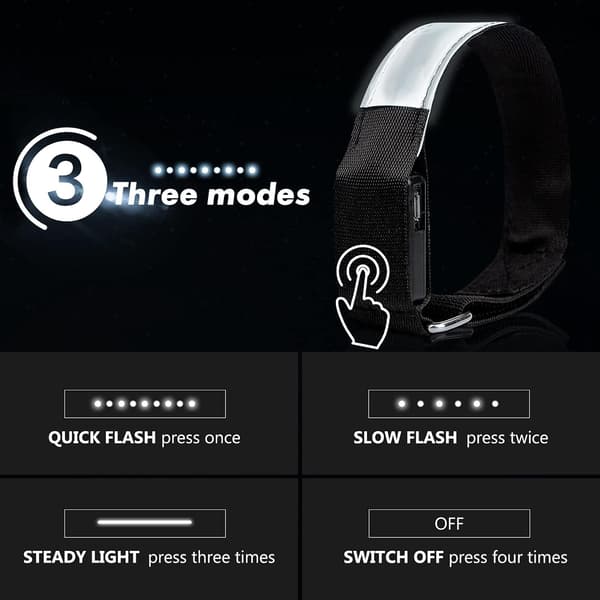 2 stk. Ladbare LED Lysende Armbånd, LED Refleks Løping, ZQKLA