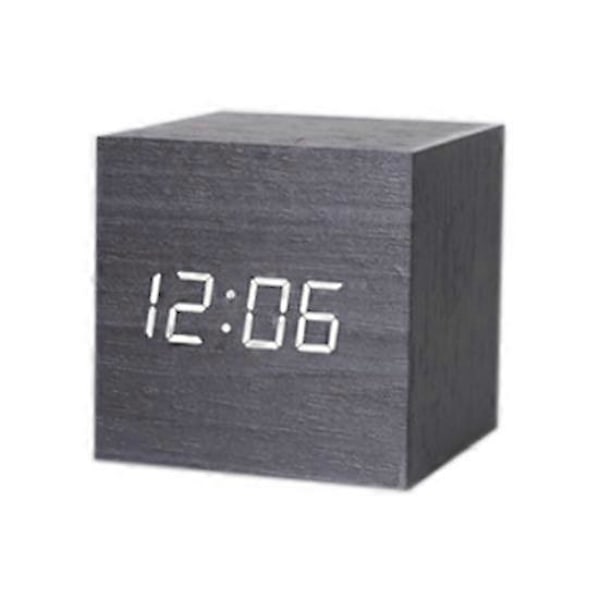 Digital Väckarklocka 12/24H Format Justerbar Ljusstyrka Röststyrning Energisparläge Temperatur Datumvisning Batteri black