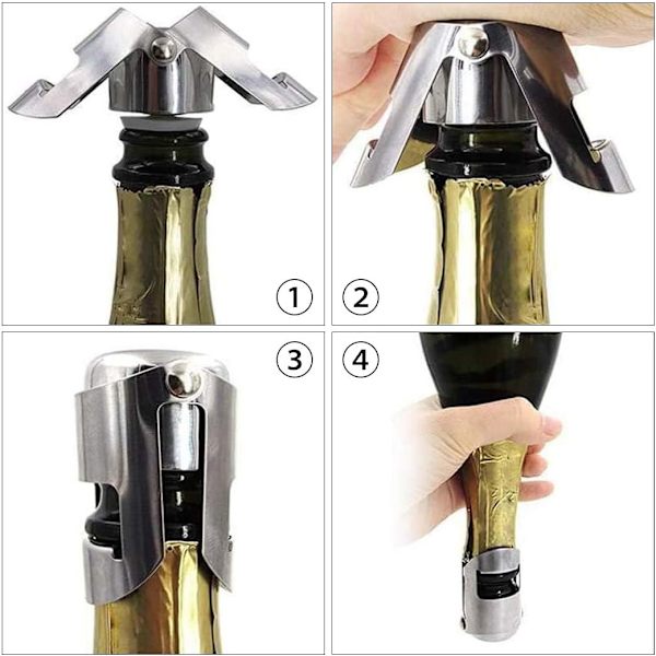 Set med 2 vinflaskkorkar, champagnekorkar, rostfritt stål, ZQKLA