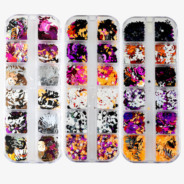4 Ask Halloween Nagelkonst Glitter Paljetter, 3D Holografisk S,ZQKLA