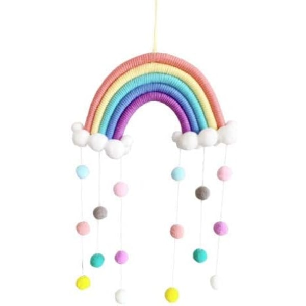 Rainbow Cloud Macrame -seinäkoriste, ZQKLA