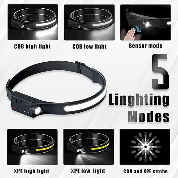 LED Ladbar Hodelykt Kraftig Hodelykt Vanntett USB, ZQKLA