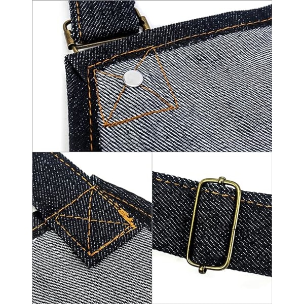 Heavy Duty Denim Arbetsförkläde med fickor, Justerbart Förkläde f,ZQKLA