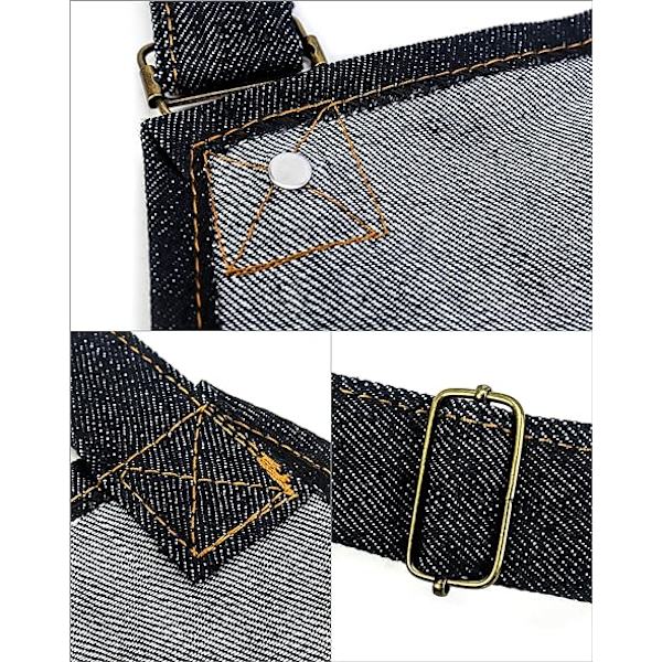 Tjockt Denim Arbetsförkläde med Fickor, Justerbart Förkläde f,ZQKLA