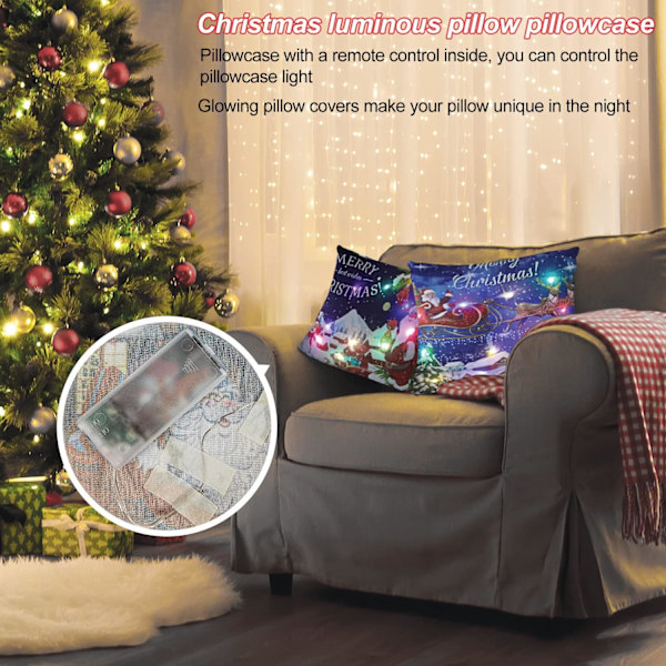 4 stycken jul-soffa kuddfodral, juldekoration kudde