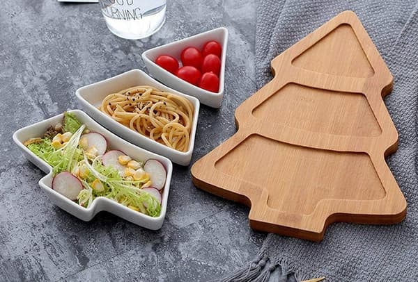 10,8 tommers snacks- og forrettfatsett, juletre-dessertsett