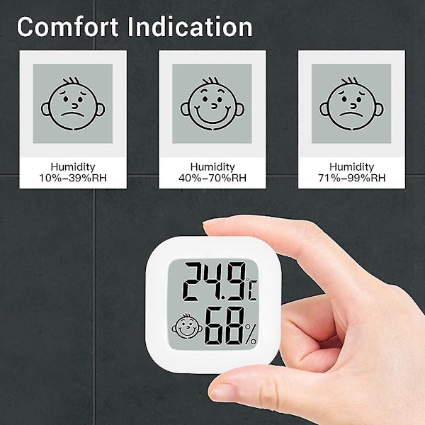 Pakke med 4 digitale hygrometer innendørs termometer mini fuktighetsmåler med temperaturfuktighetsmonitor