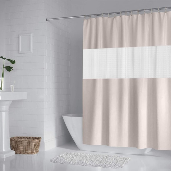 Beige Duschdraperi 180x180cm Halvtransparent Vattentät Bad C