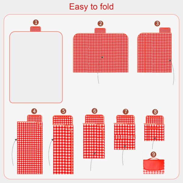 200 * 200CM Piknikteppe, Sammenleggbart Piknikteppe, Wat,ZQKLA