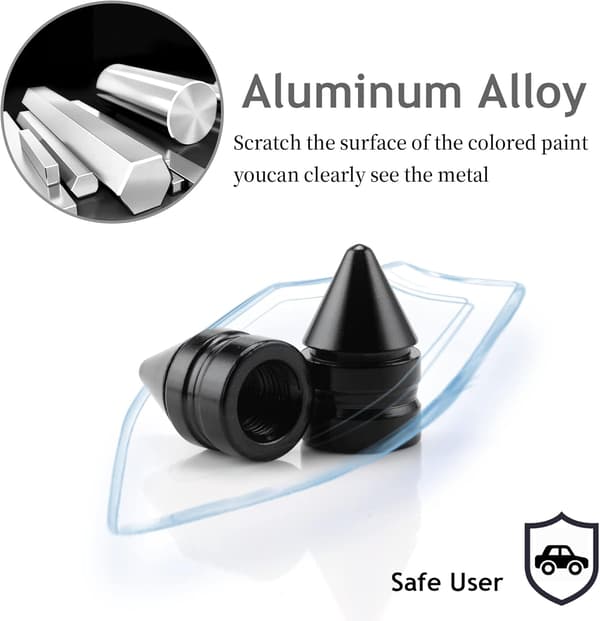 (Sort) Bildækventilhatte, 4 stk. Universal Aluminium A, ZQKLA