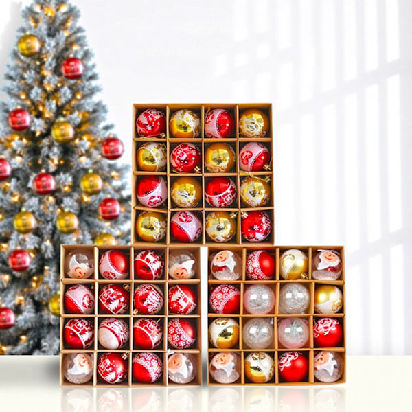 16 st/förpackning Jul Glitter Kulor Ornament Julgranskulor Hängande