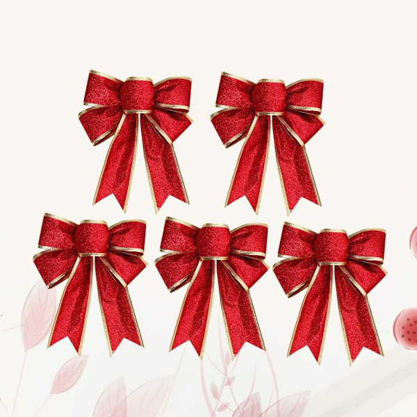 Set med 5 dekorativa rosetter i glittrande tyg för jul, ZQKLA