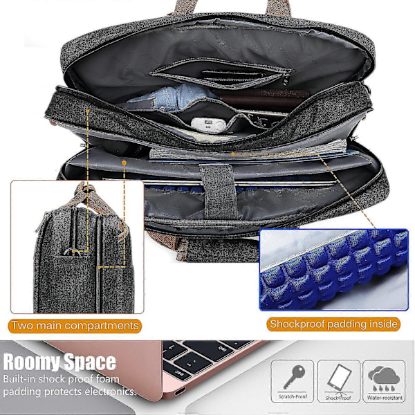 Coolbell 15,6-tums Konvertibel Laptop Messenger Bag Axelväska Ryggsäck Oxfordduk Multifunktionell Aktetaske Laptop/macbook/skrivbord