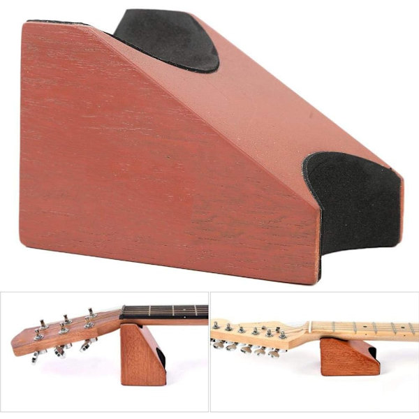 2-i-1 Gitarrhalsstöd Hållare Mahognyträ Musikinstrument, ZQKLA