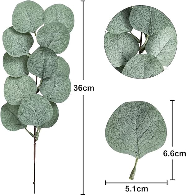 16 stk. Kunstige Eukalyptusblade, Kunstig Falsk Eukalyptus