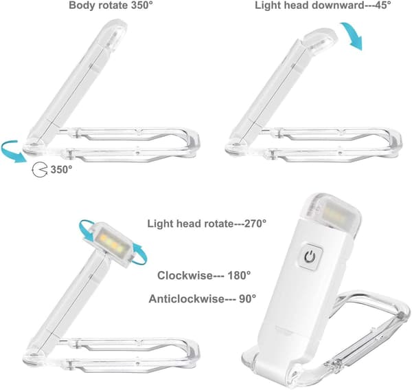 (Hvit) USB Leselampe Oppladbar LED Leselys med,ZQKLA
