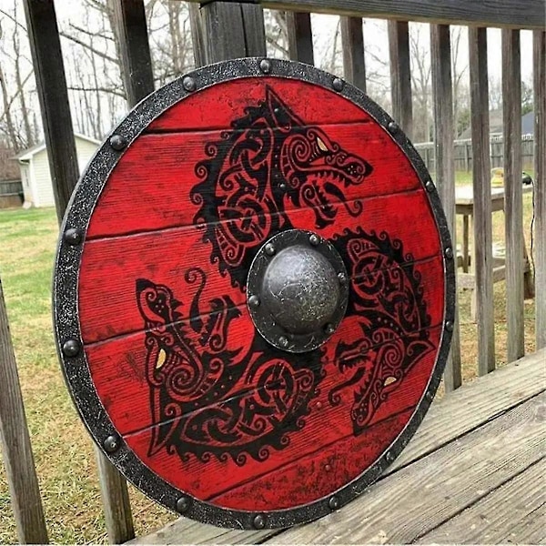 Malet Vikinge Middelalder Rund Voksen Rustning Kostume Cosplay Dekorativ Kamp Halloween Skjold 30cm