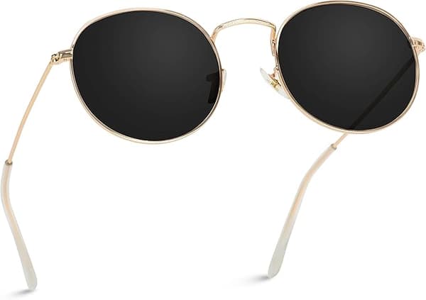Runde, trendy solbriller med reflekterende glass
