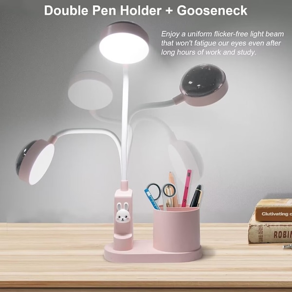 Børne skrivebordslampe, Studie bordslampe med penneholder, Automatisk farve, ZQKLA