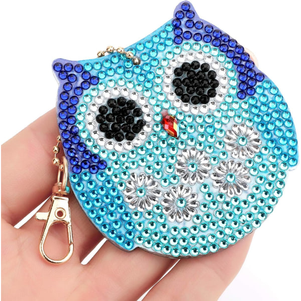 DIY Ugle Nøkkelring Diamantmaling Full Diamant, DIY 5D Mosaikk Shap