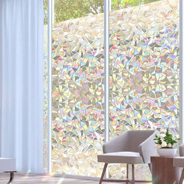 Mønstret Vindusfolie, 60x200cm Regnbueeffekt Lystette Vindusfolie