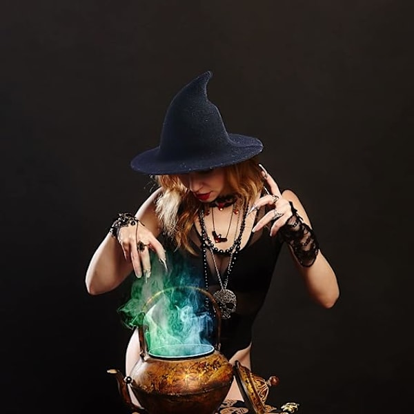 Häxhatt för kvinnor Modern stickad ullhatt för Halloween, ZQKLA