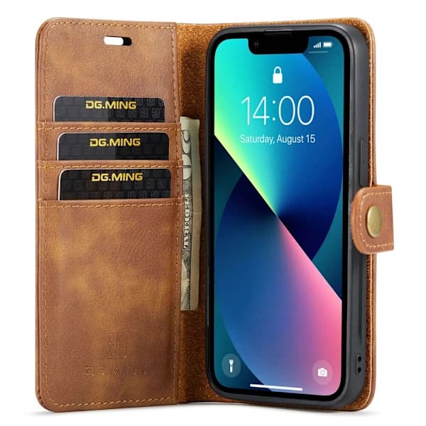 DG MING iPhone 15 2-i-1 Magnet Plånboksfodral - Brun Brun,su