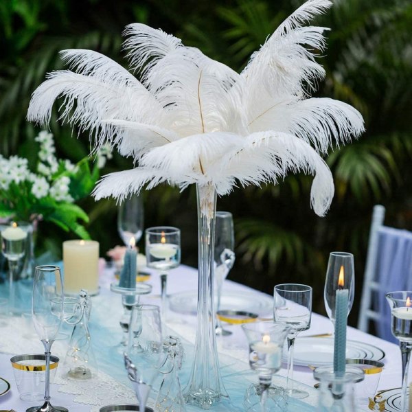 5 Pieces Natural 35-40cm Ostrich Feather Plume Wedding Centerpiec