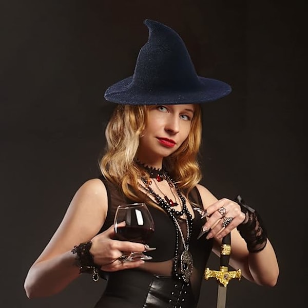 Häxhatt för kvinnor Modern stickad ullhatt för Halloween, ZQKLA