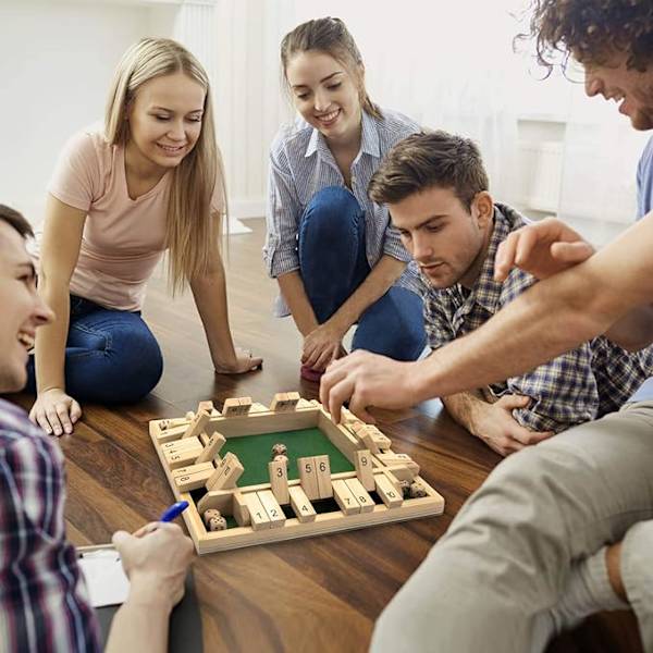 8,8 Tums Shut The Box Familjespel (1-4 Spelare), 4-sidigt, ZQKLA