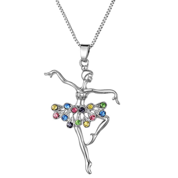 2 st Flerfärgad Dansande Ballerina Dansare Balett Hänge Halsband, ZQKLA