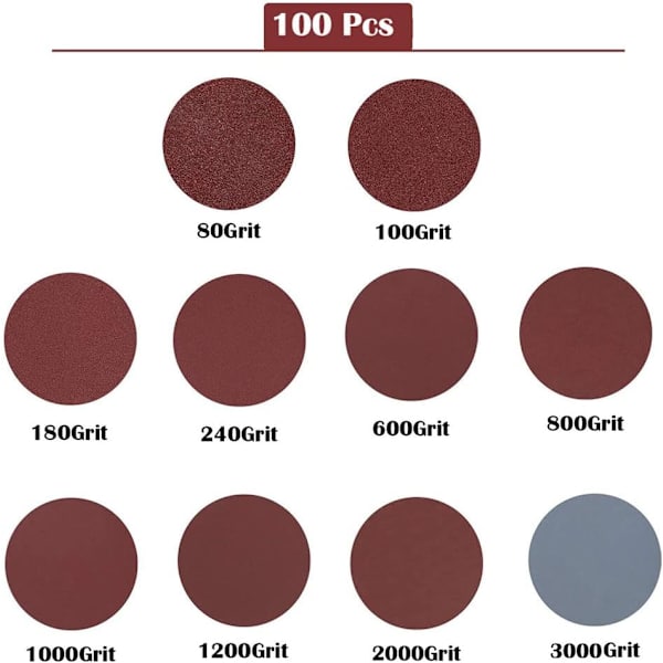 100 kpl pyöreää hiekkapaperia, pyöreä hiomapaperi, pyöreä paperi, ZQKLA