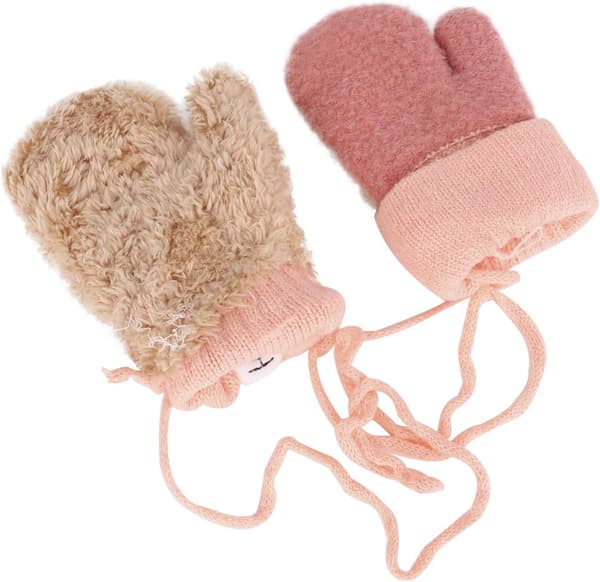 Babyvantar 0-3 år En Storlek Rosa Termiska Stickade Vantar Virkade