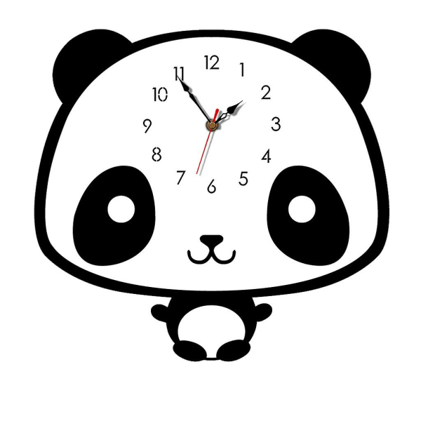 Nordic Style Panda Veggklokke Silent Wooden Clock For Home Living