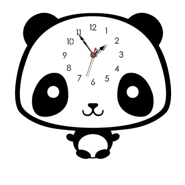 Nordisk Stil Panda Väggklocka Tyst Träklocka För Heminredning