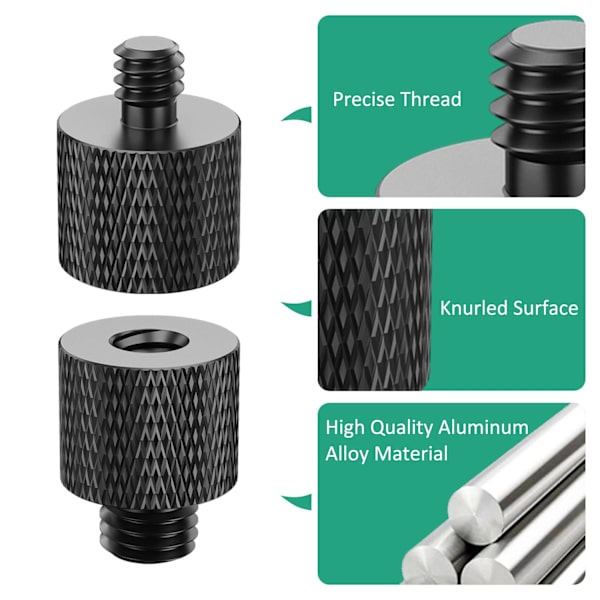 8 stk. Adapter Skrue, 1/4 Hann til 3/8 Hunn og 3/8 Hann, ZQKLA