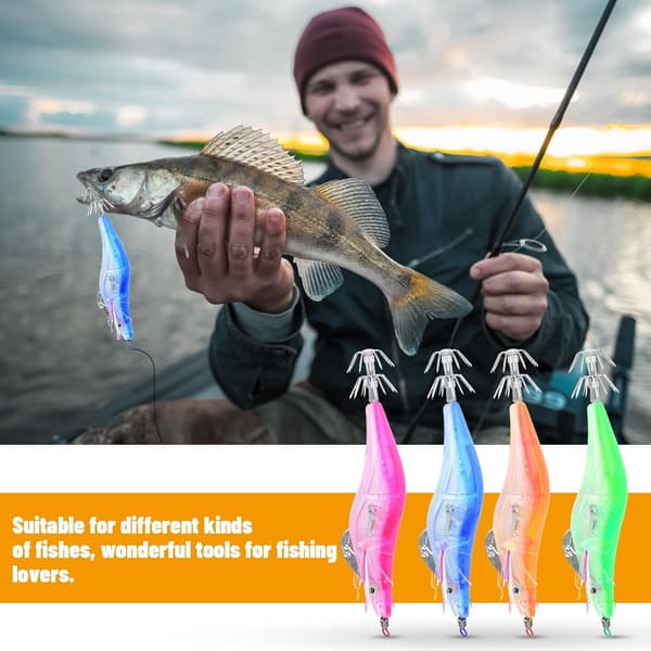 6 Farver LED, 4 Pak Lysende Reje Fiskeagn, Simulation, ZQKLA